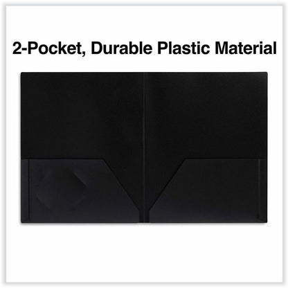 Universal Pocket Folder - 11" x 8 1/2" - 100 Sheets Capacity - 2 Pocket - Black - 10 / Pack