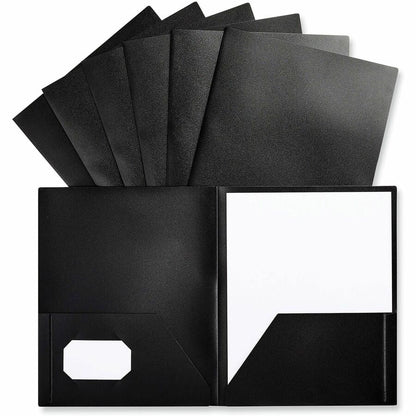 Universal Pocket Folder - 11" x 8 1/2" - 100 Sheets Capacity - 2 Pocket - Black - 10 / Pack