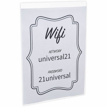Universal Sign Holder - Rectangular Shape - Wall Mountable - Top Loading, Durable, Pre-drilled - Signage - Plastic - Cle