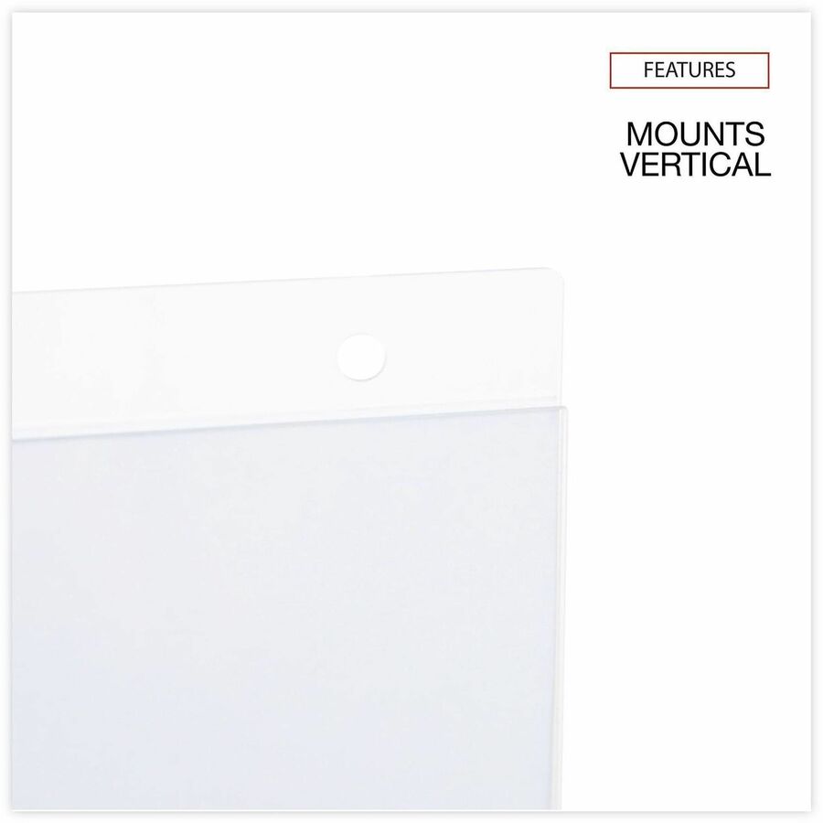 Universal Sign Holder - Rectangular Shape - Wall Mountable - Top Loading, Durable, Pre-drilled - Signage - Plastic - Cle