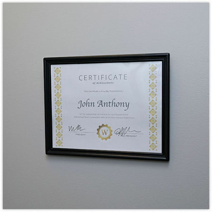 Universal Document Frame - 12" x 9.50" Frame Size - Holds 8.50" x 11" Insert - Rectangle - Vertical, Horizontal - Dust R