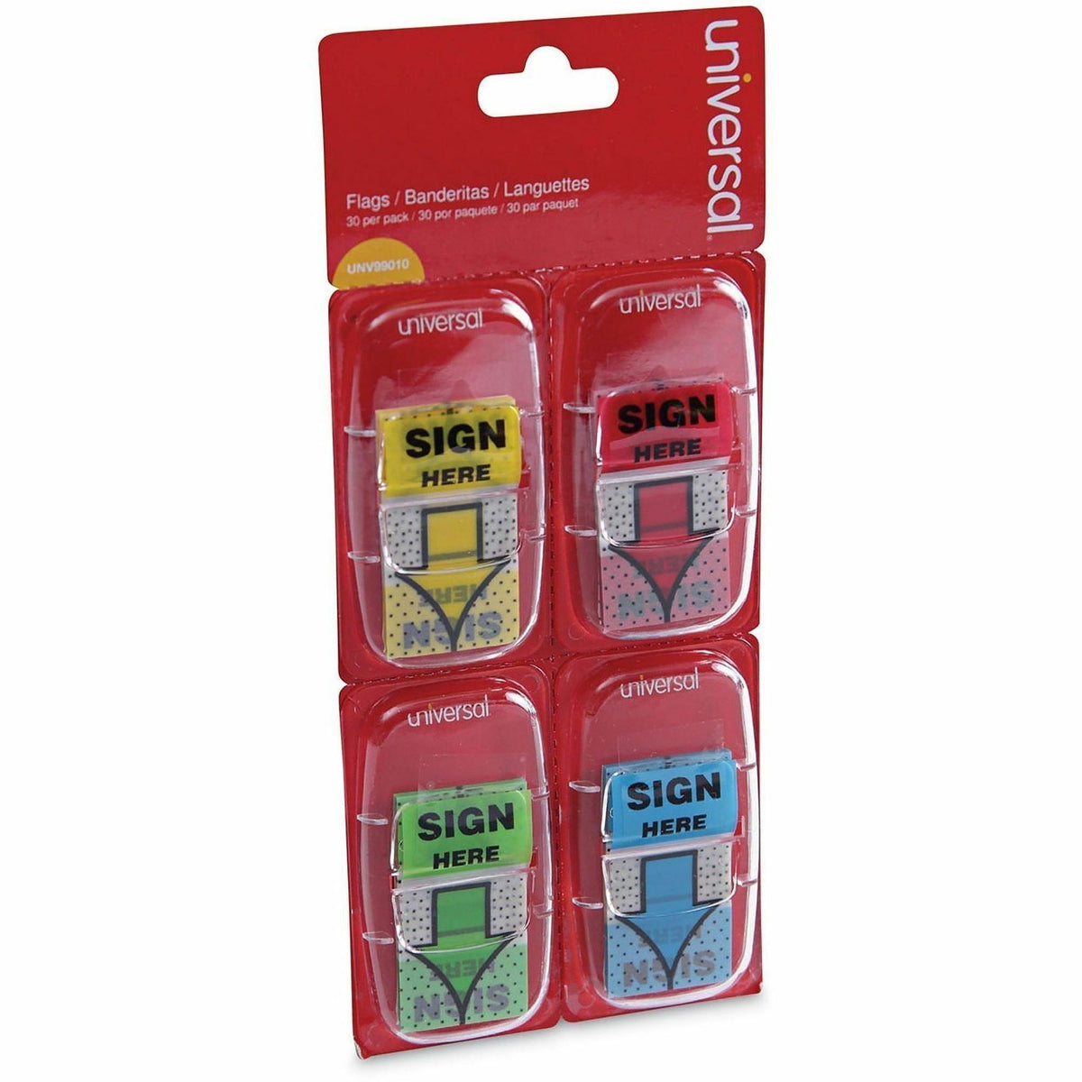 Universal Flag - 120 - 1" Flag/Note Width x 1 3/4" Flag/Note Length - Rectangle - SIGN HERE - Blue, Green, Red, Yellow -