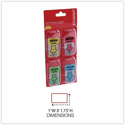 Universal Flag - 120 - 1" Flag/Note Width x 1 3/4" Flag/Note Length - Rectangle - SIGN HERE - Blue, Green, Red, Yellow -