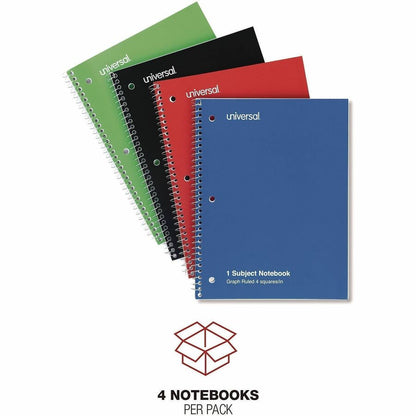 Universal Notebook - 1 Subject(s) - 70 Sheets - Spiral - Quad Ruled Front Ruling - 3 Hole(s) - 15 lb Basis Weight - 4 / 