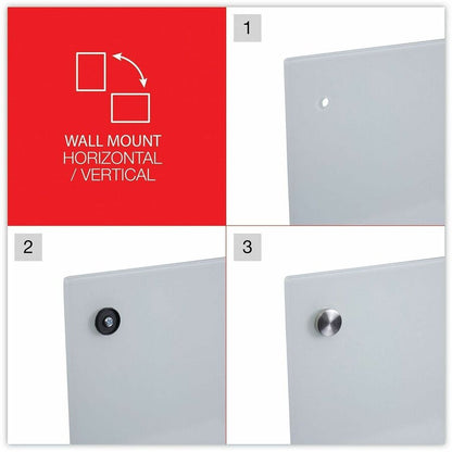 Universal Frameless Glass Marker Board, 36" x 24" , White Surface - 36" (3 ft) Width x 24" (2 ft) Height - White Glass S