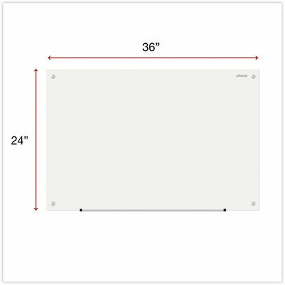 Universal Frameless Glass Marker Board, 36" x 24" , White Surface - 36" (3 ft) Width x 24" (2 ft) Height - White Glass S