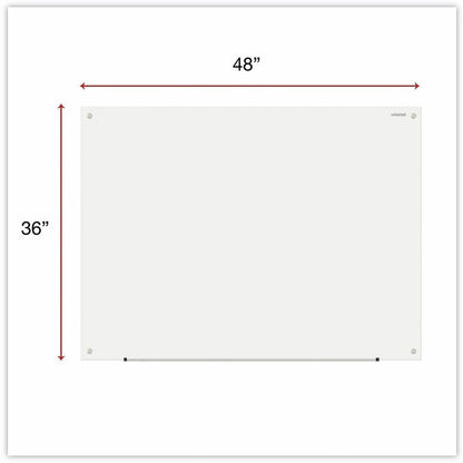 Universal Frameless Glass Marker Board, 48" x 36" , White Surface - 48" (4 ft) Width x 36" (3 ft) Height - White Glass S
