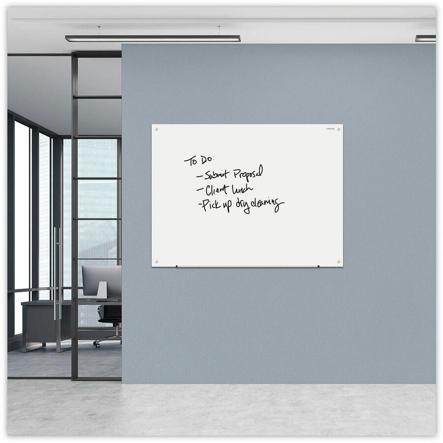 Universal Frameless Glass Marker Board, 48" x 36" , White Surface - 48" (4 ft) Width x 36" (3 ft) Height - White Glass S