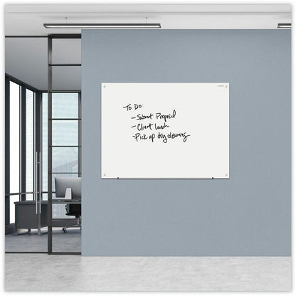 Universal Frameless Glass Marker Board, 48" x 36" , White Surface - 48" (4 ft) Width x 36" (3 ft) Height - White Glass S