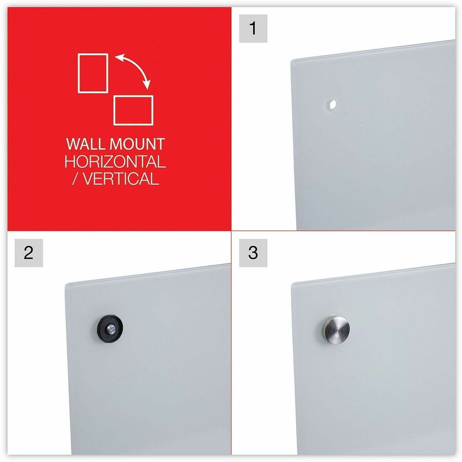 Universal Frameless Glass Marker Board, 48" x 36" , White Surface - 48" (4 ft) Width x 36" (3 ft) Height - White Glass S