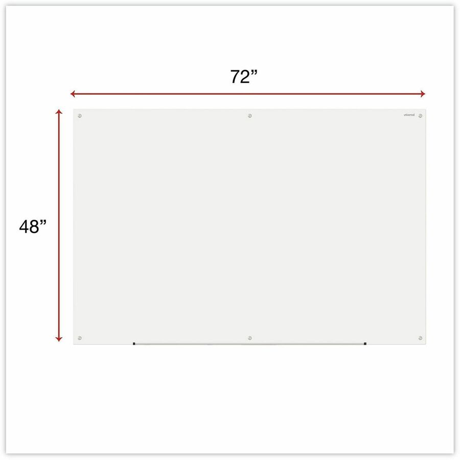 Universal Frameless Glass Marker Board, 72" x 48" , White Surface - 72" (6 ft) Width x 48" (4 ft) Height - White Glass S