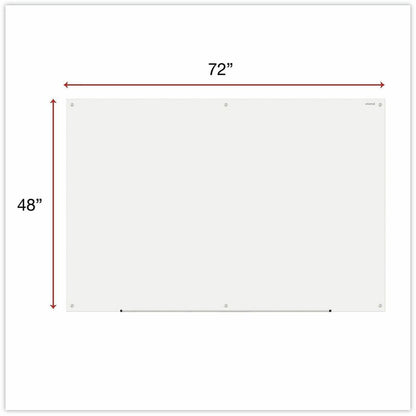 Universal Frameless Glass Marker Board, 72" x 48" , White Surface - 72" (6 ft) Width x 48" (4 ft) Height - White Glass S