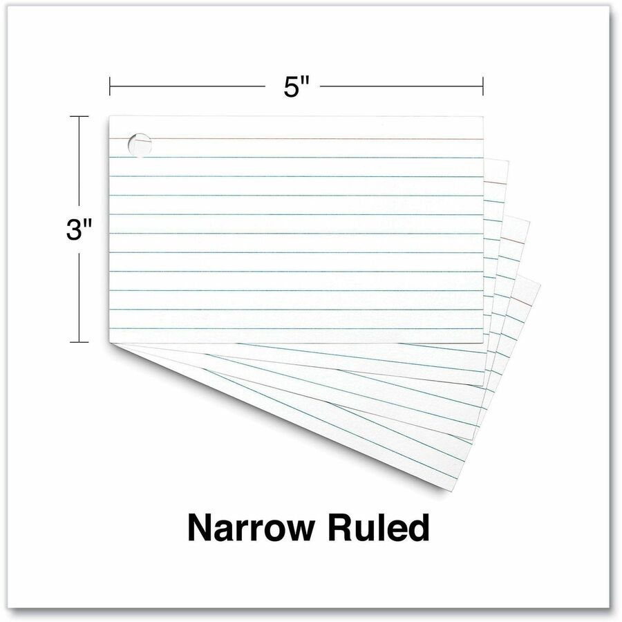 Universal Ring Index Cards, Ruled, 3 x 5, White, 100/Pack - 4" Width x 6" Length - Ruled - 3 / Pack