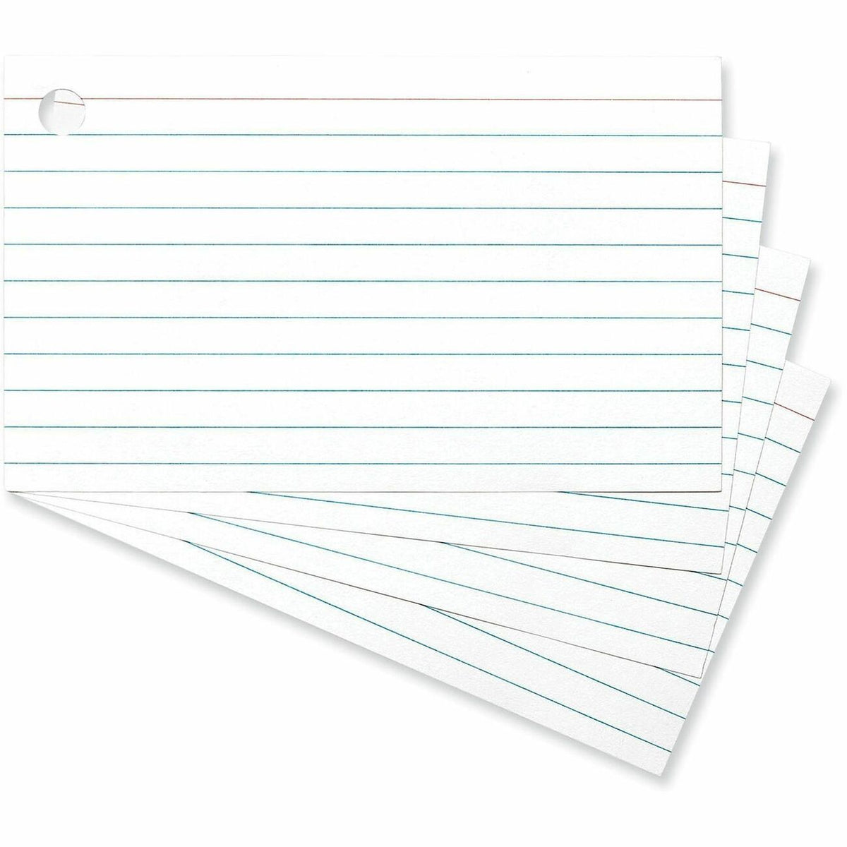 Universal Ring Index Cards, Ruled, 3 x 5, White, 100/Pack - 4" Width x 6" Length - Ruled - 3 / Pack