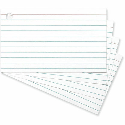 Universal Ring Index Cards, Ruled, 3 x 5, White, 100/Pack - 4" Width x 6" Length - Ruled - 3 / Pack