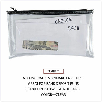 Universal Carrying Case (Wallet) Cash - Clear, Black - Plastic, Polyethylene Body - 6" Height x 11" Width - 2 / Pack