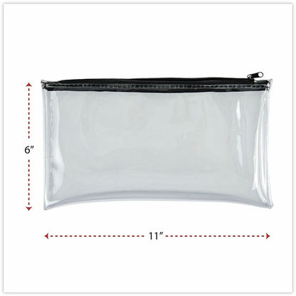 Universal Carrying Case (Wallet) Cash - Clear, Black - Plastic, Polyethylene Body - 6" Height x 11" Width - 2 / Pack