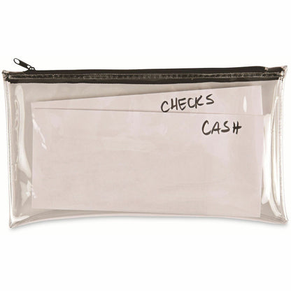 Universal Carrying Case (Wallet) Cash - Clear, Black - Plastic, Polyethylene Body - 6" Height x 11" Width - 2 / Pack