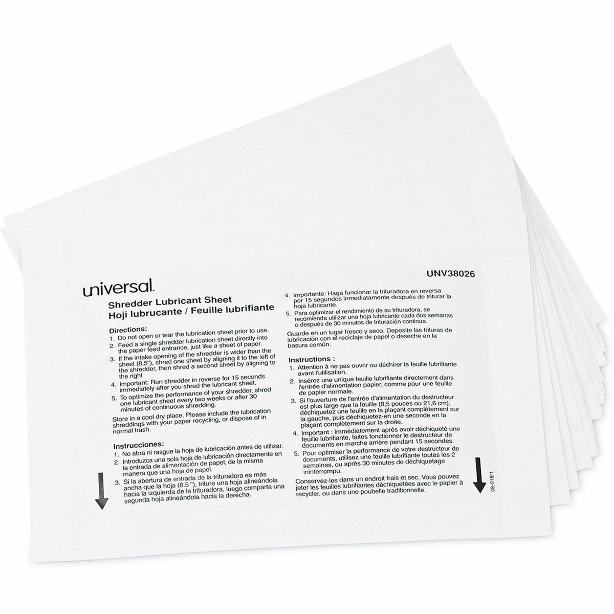 Universal Shredder Lubricant Sheet - Easy to Use, No-mess - White