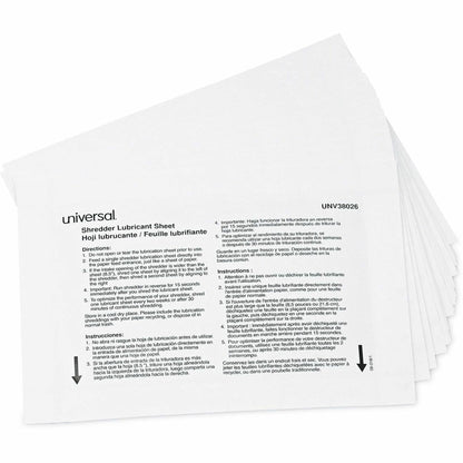 Universal Shredder Lubricant Sheet - Easy to Use, No-mess - White