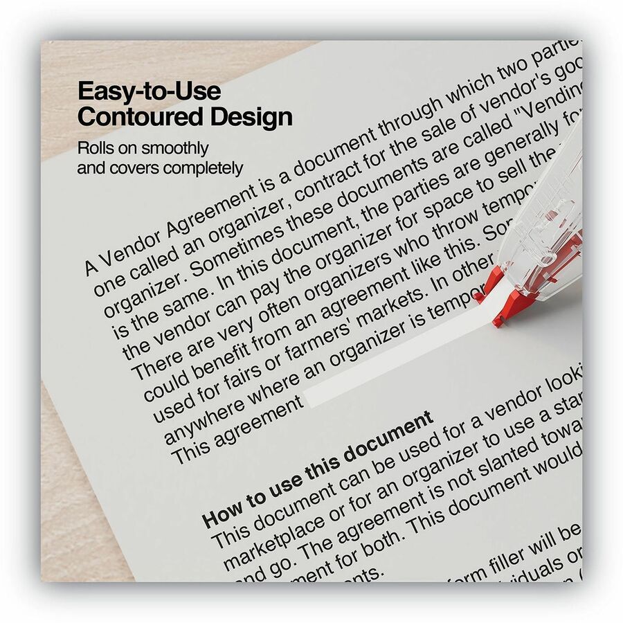 Universal Correction Tape - 0.20" Tape Width x 26.25 ft Tape Length - 1 Line(s) - White Tape - Clear, Red Dispenser - 10