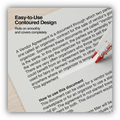 Universal Correction Tape - 0.20" Tape Width x 26.25 ft Tape Length - 1 Line(s) - White Tape - Clear, Red Dispenser - 10