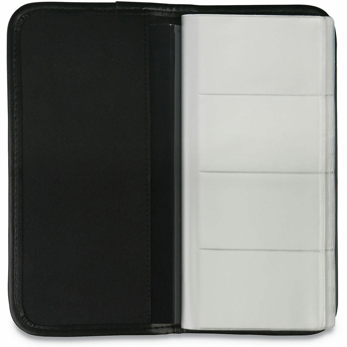 Universal Business Card Holder - Support 3.50" x 2" Media - 10.1" Height x 4.8" Width x 10.2" Depth - Vinyl - Black - 1 