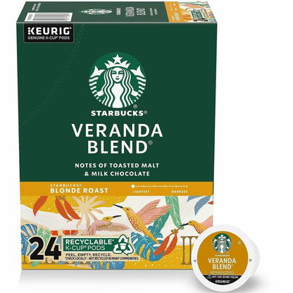 Starbucks® K-Cup Veranda Blend Coffee - Compatible with Drip-coffee Brewer - Blonde - K-Cup - Veranda Blend - 24 / Box