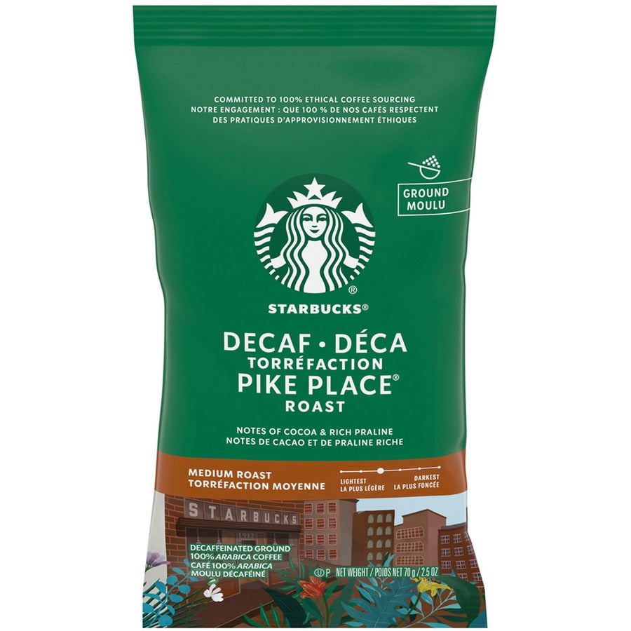 Starbucks Decaf Pike Place Coffee Pack - Medium - 2.5 oz Per Packet - Pike Place - Decaffeinated - 18 / Box