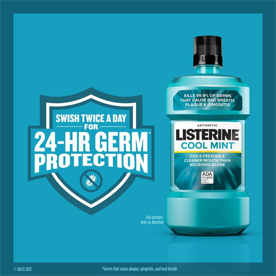 LISTERINE® Cool Mint Antiseptic Mouthwash - For Plaque, Bad Breath, Gingivitis - Mint - 1.59 quart - 6 / Carton