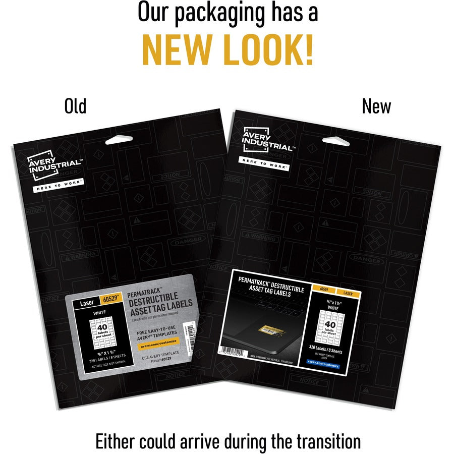 Avery® PermaTrack Destructible Asset Tag Labels, 3/4" x 1-1/2" , 320 Asset Tags - Waterproof - 3/4" Widthss x 1 1/2" Len