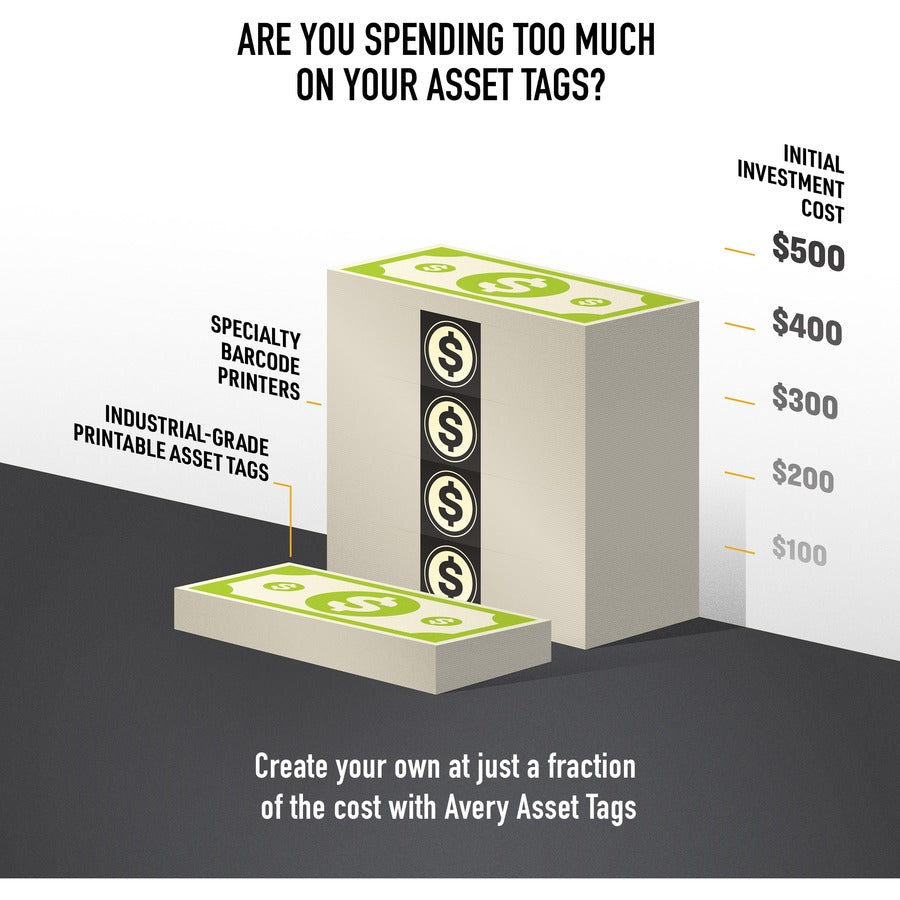 Avery® PermaTrack Destructible Asset Tag Labels, 3/4" x 1-1/2" , 320 Asset Tags - Waterproof - 3/4" Widthss x 1 1/2" Len