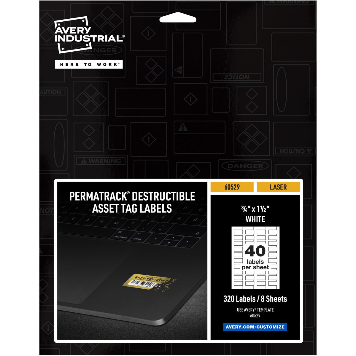 Avery® PermaTrack Destructible Asset Tag Labels, 3/4" x 1-1/2" , 320 Asset Tags - Waterproof - 3/4" Widthss x 1 1/2" Len