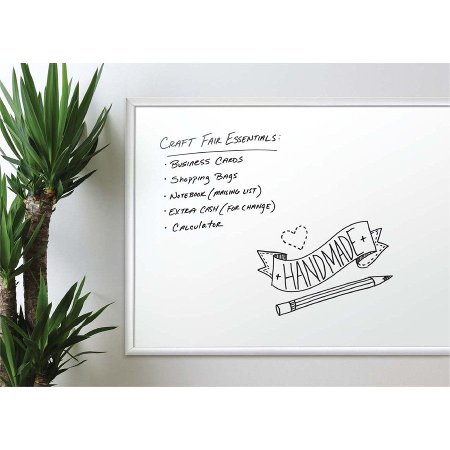 U Brands Melamine Non-Magnetic Dry-Erase Board - 36" (3 ft) Width x 24" (2 ft) Height - White Melamine Surface - Silver 