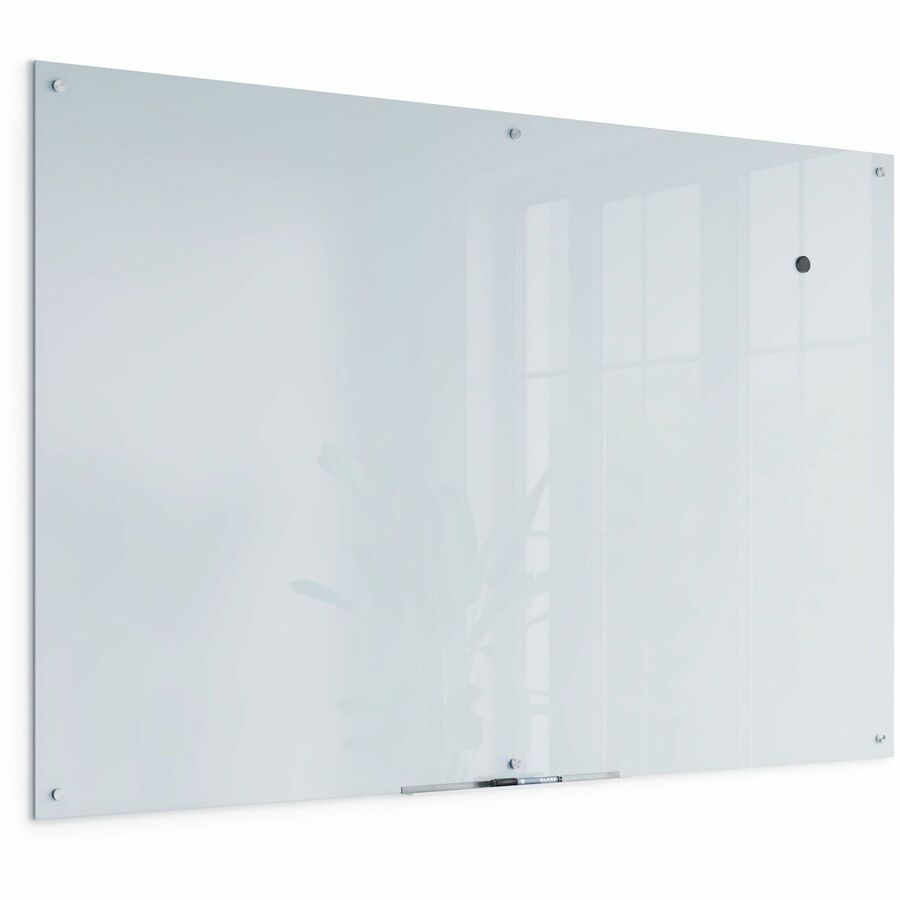 U Brands Magnetic Glass Frameless Dry-Erase Board - 72" (6 ft) Width x 48" (4 ft) Height - Frosted White Tempered Glass 