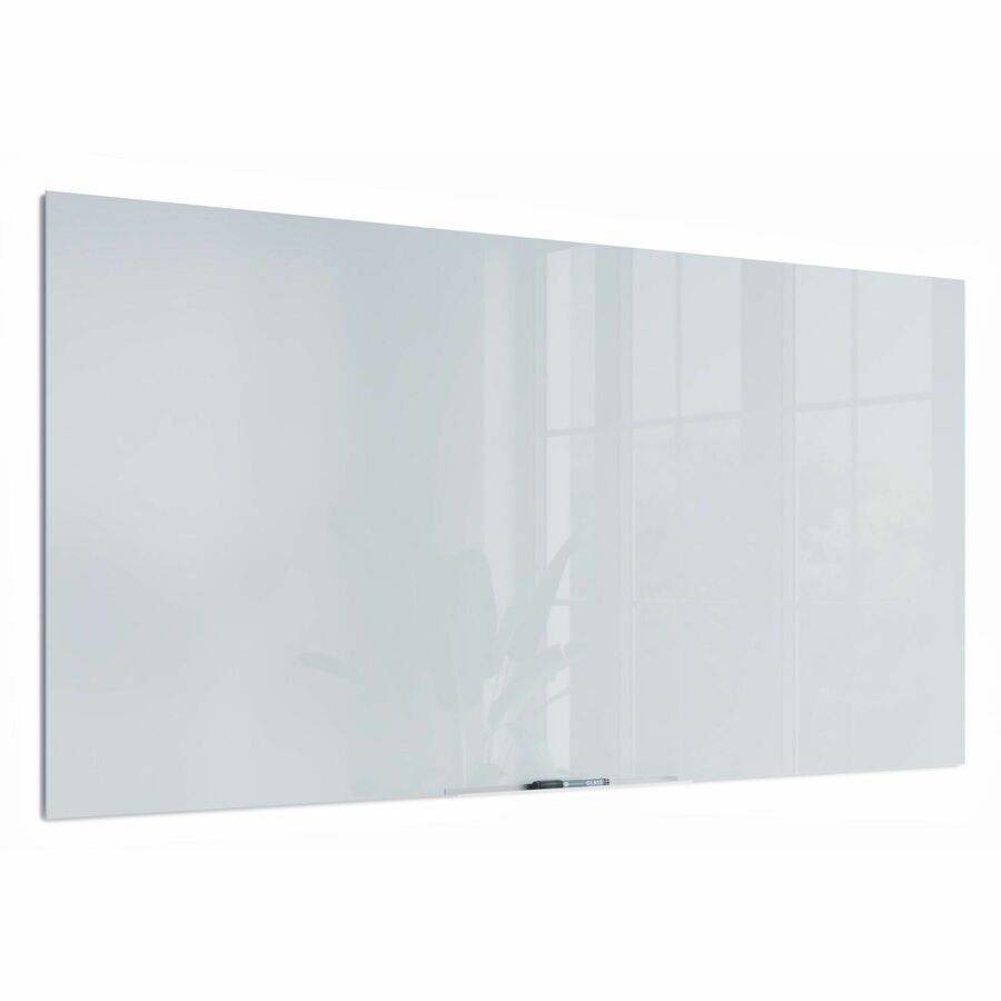 U Brands Floating Non-Magnetic Glass Frameless Dry-Erase Board - 72" (6 ft) Width x 36" (3 ft) Height - Frosted White Te