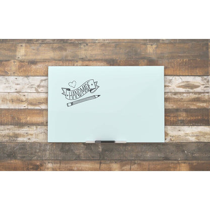 U Brands Floating Non-Magnetic Glass Frameless Dry-Erase Board - 72" (6 ft) Width x 36" (3 ft) Height - Frosted White Te