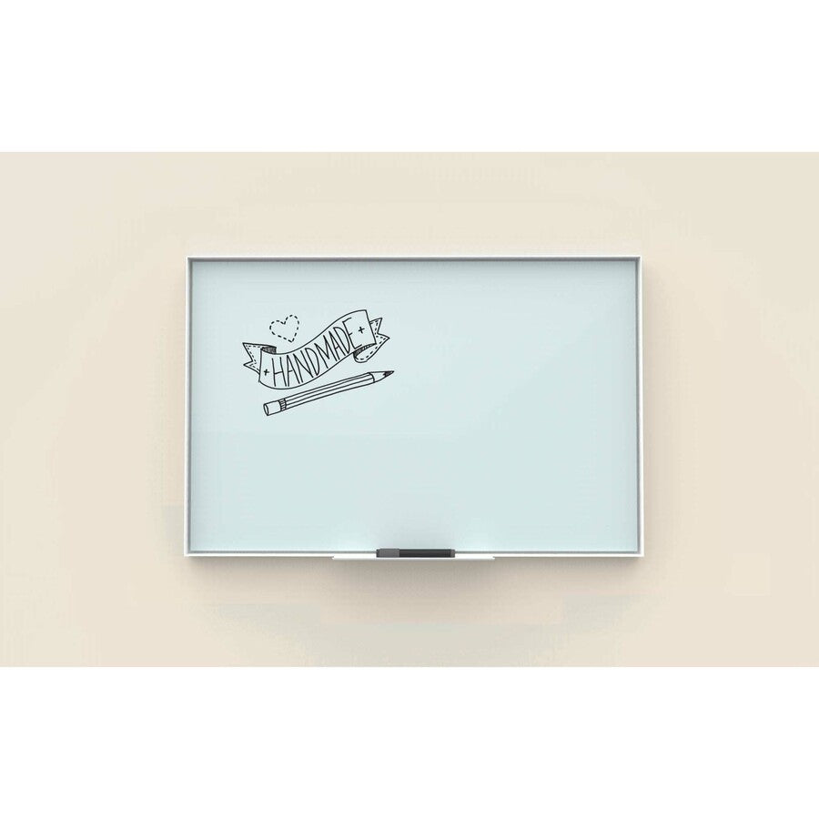 U Brands Non-Magnetic Glass Dry-Erase Board - 72" (6 ft) Width x 48" (4 ft) Height - Frosted White Tempered Glass Surfac