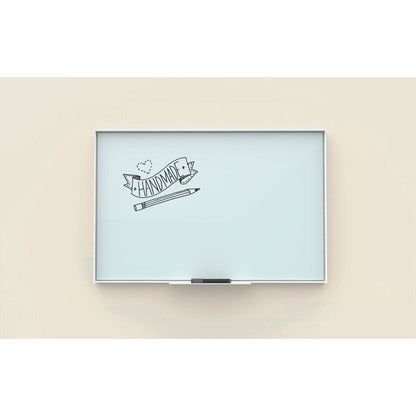 U Brands Non-Magnetic Glass Dry-Erase Board - 72" (6 ft) Width x 48" (4 ft) Height - Frosted White Tempered Glass Surfac