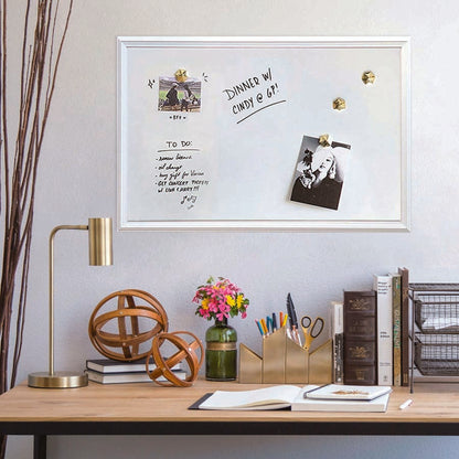 U Brands Magnetic Dry-Erase Board - 30" (2.5 ft) Width x 20" (1.7 ft) Height - White Painted Steel Surface - White Wood 