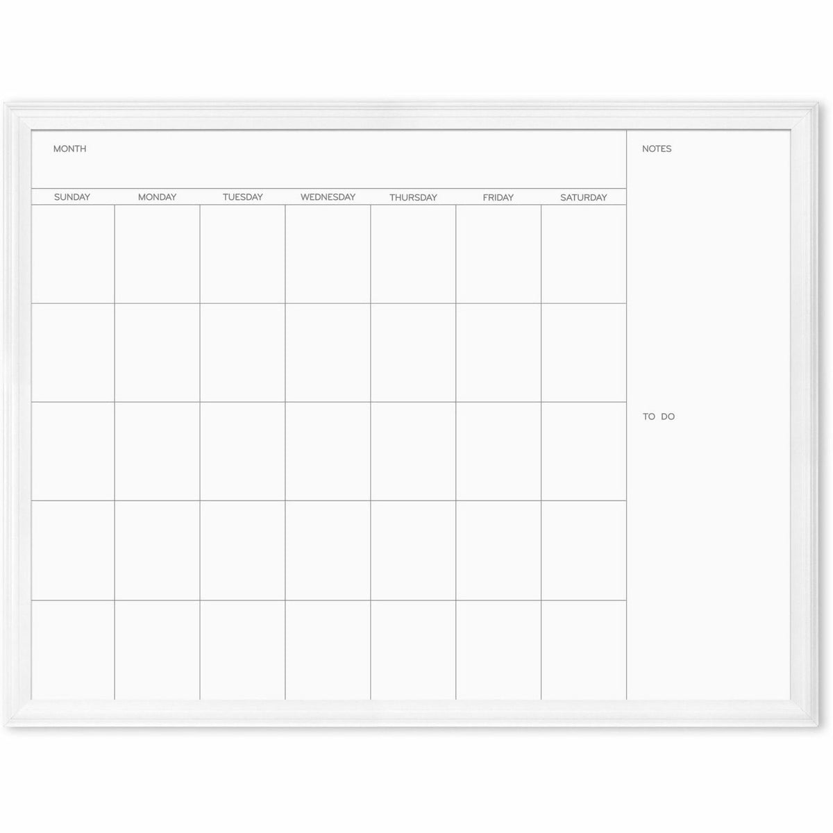 U Brands Magnetic Dry-Erase Monthly Calendar Board - 40" (3.3 ft) Width x 30" (2.5 ft) Height - White Painted Steel Surf