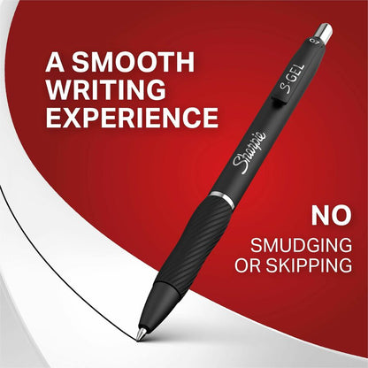 Sharpie S-Gel Gel Pen - 0.7 mm Medium Pen Point - Refillable - Retractable - Black Ink - Gel-based - Black Barrel - 36 /