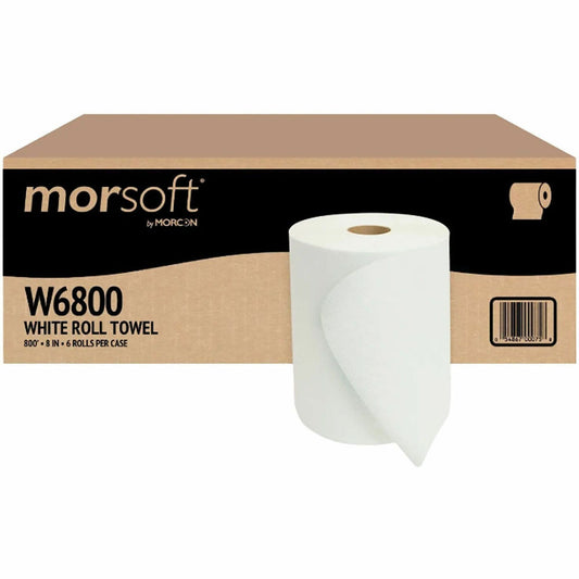 Morcon Hardwound Paper Towels - 8" Width x 800 ft Length - 2" Core - White - Paper - 6 / Carton