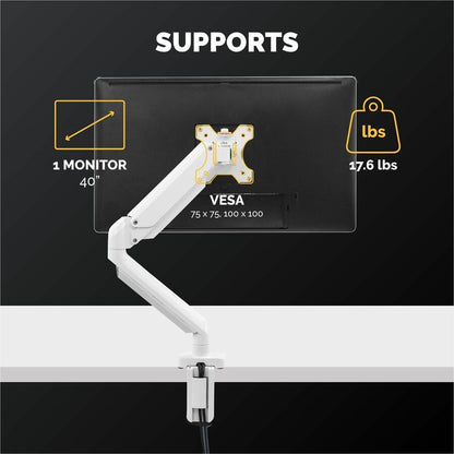 Fellowes Platinum Mounting Arm for Monitor - White - Height Adjustable - 1 Display(s) Supported - 32" to 40" Screen Supp