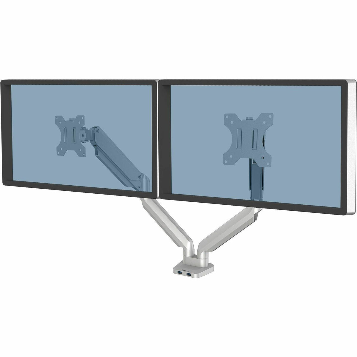 Fellowes Platinum Mounting Arm for Monitor - Silver - 2 Display(s) Supported - 27" Screen Support - 40 lb Load Capacity 