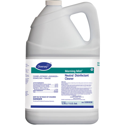 Diversey Morning Mist Neutral Disinfectant - Ready-To-Use - 128 fl oz (4 quart) - Neutral Scent - Deodorize - Blue - 4 /