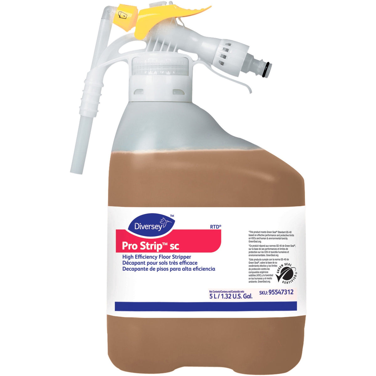 Diversey SC High Efficiency Floor Stripper - Non Ammoniated, Butyl-free, Low Odor, Fast Acting, Low Foaming - White - 1 
