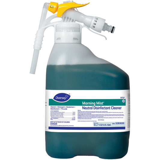 Diversey Quaternary Disinfectant Cleaner - Ready-To-Use - 169 fl oz (5.3 quart) - Fresh Scent - Deodorize - Blue/Green -