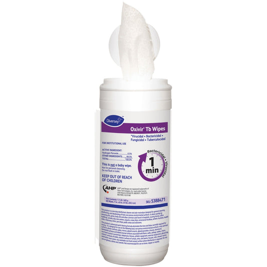 Diversey Disinfectant Cleaner Wipes - Ready-To-Use - 8" Length x 7" Width - VOC-free, Fragrance-free, NPE-free - White -