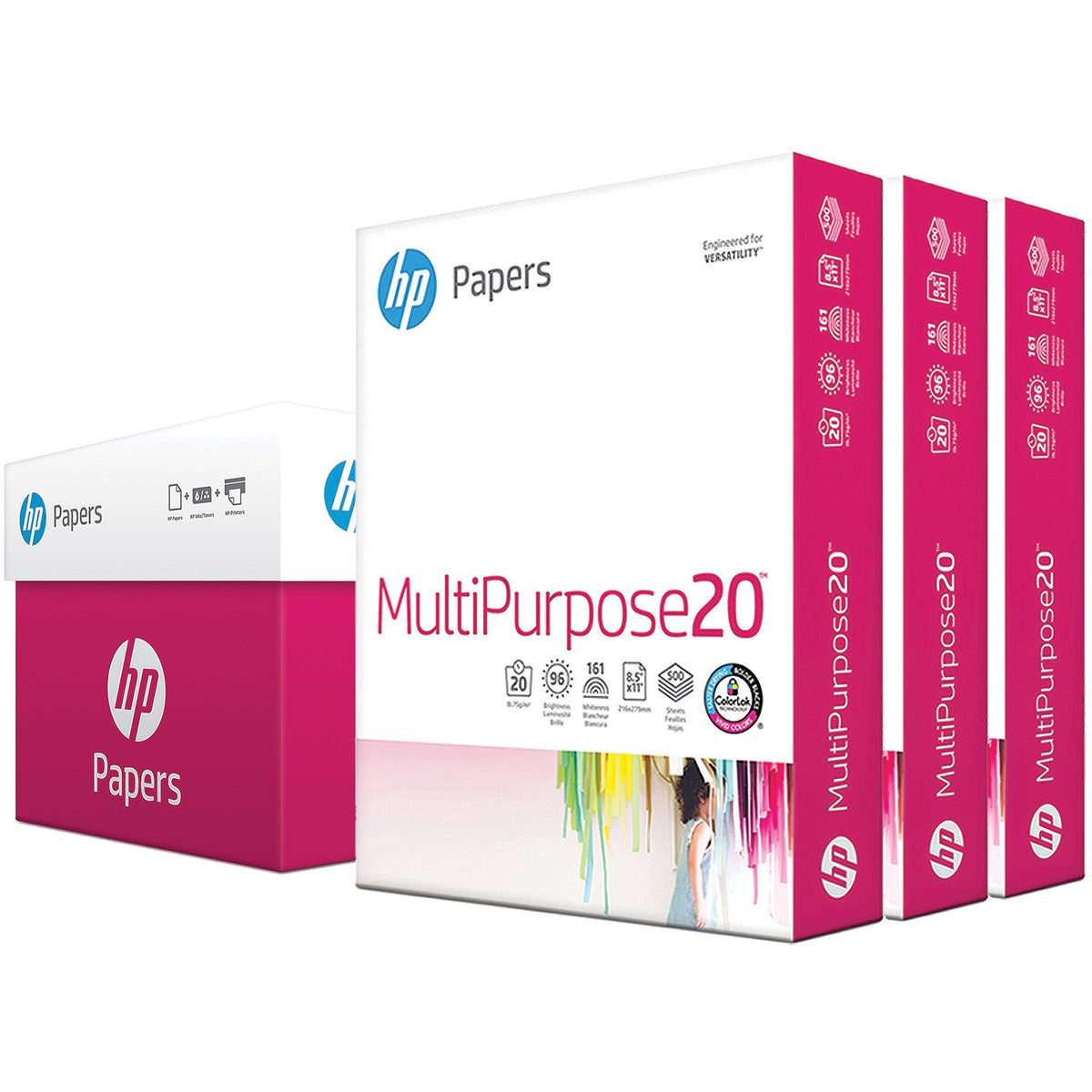HP Papers MultiPurpose20 Paper - White - 96 Brightness - Letter - 8 1/2" x 11" - 20 lb Basis Weight - White - 500 Sheets